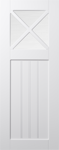 Koster-front, hvit, vitrine med kryssprosse og perlestaff, Nordanro Flex