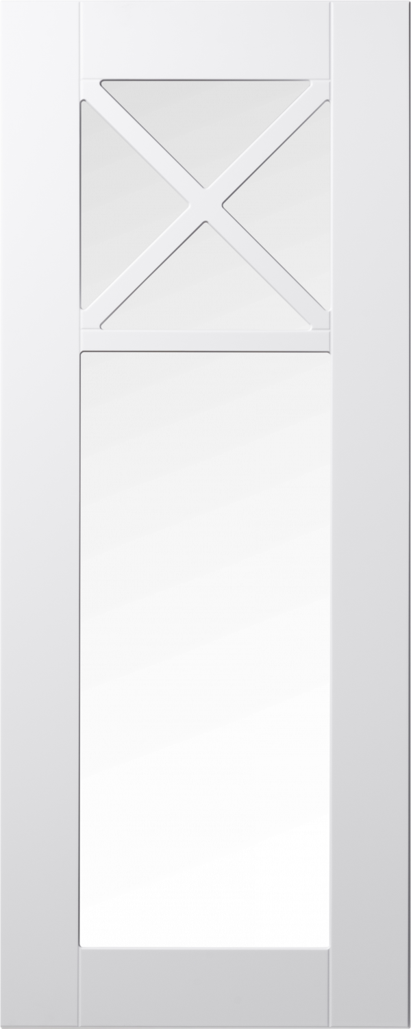 Land 70-front, hvit, vitrine med kryssprosse, Nordanro Flex